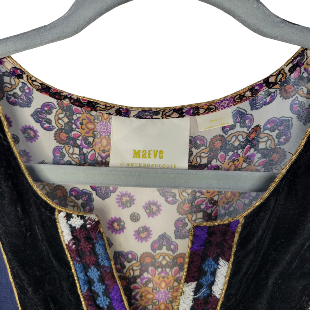 Anthropologie Maeve Quartier Latin Patchwork Velvet Mini Dress Women Sz SP - Picture 11 of 11